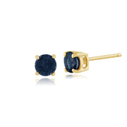 Orecchini classici con zaffiro in oro giallo 375 e rivestimento auricolare quadrato con diamanti