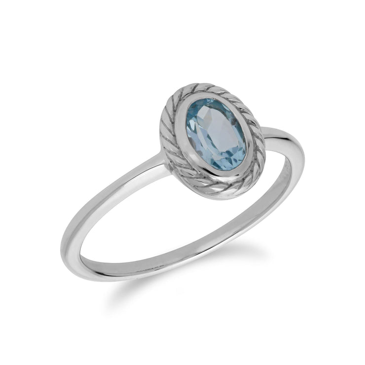 Anello Gemondo con topazio, anello modello corda di novembre in argento sterling con topazio azzurro - TOPAZIO