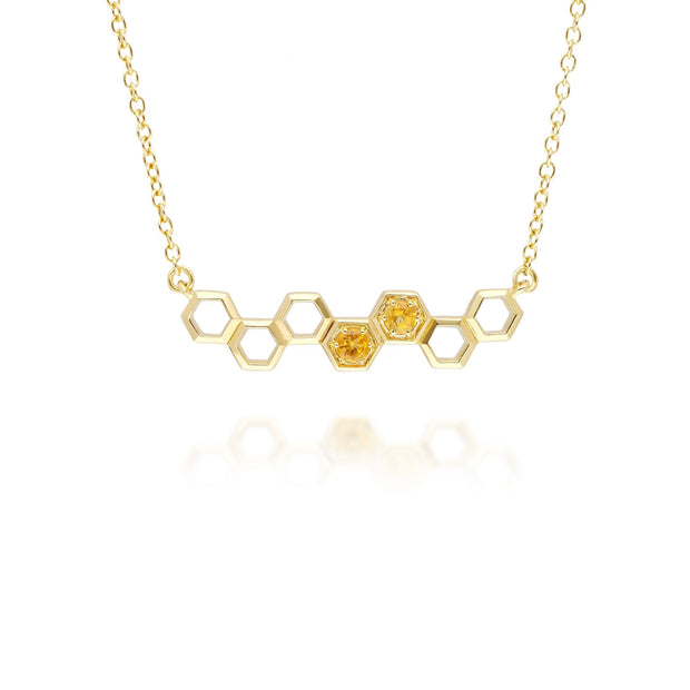 Collana stile nido d'ape in oro giallo 375 con citrino