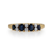Anello Gemondo con zaffiro, anello Half Eternity in oro giallo da 9 ct con zaffiro da 0,65 ct e diamanti