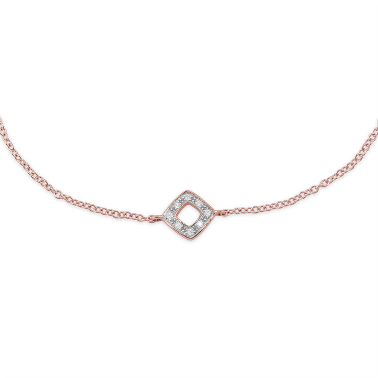 Bracciale con diamanti, bracciale in oro rosa da 9 ct con diamanti da 3 pt, 19 cm