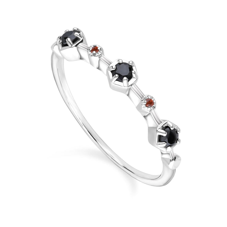 Anello in argento 925 Glitz Modern Glam con spinello e granato