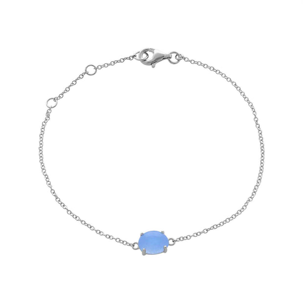 Classico bracciale ovale con acquamarina opaca in argento 925