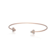 Bracciale rigido geometrico trilogy in oro rosa 375 con diamanti