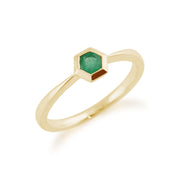 Anello Gemondo con smeraldo, anello esagonale con smeraldo da 0,23 ct in oro giallo da 9 ct