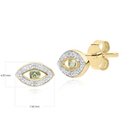 Orecchini ECFEW™ Evil Eye con delicati peridoti e diamanti in oro giallo 375
