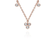 Collana e orecchini con borchia e diamanti trilogy in oro rosa 375 con diamanti