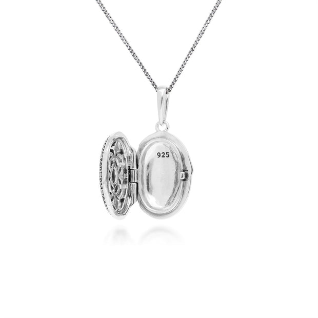 Collana portafoto in stile Art Nouveau in argento 925 opale ovale