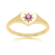 Anello cuore ECFEW™ "The Liberator" con rodolite in oro giallo 375