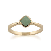 Anello di giada Gemondo, anello di giada verde cuscino in oro giallo da 9 ct - giada