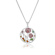 Collana a cerchio con topazio rosa in argento 925 stile Rennie Mackintosh