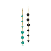 Boucles d'Oreilles Pendantes Asymétriques ECFEW™ 'The Unifier' Calcédoine Teinte Verte et Onyx