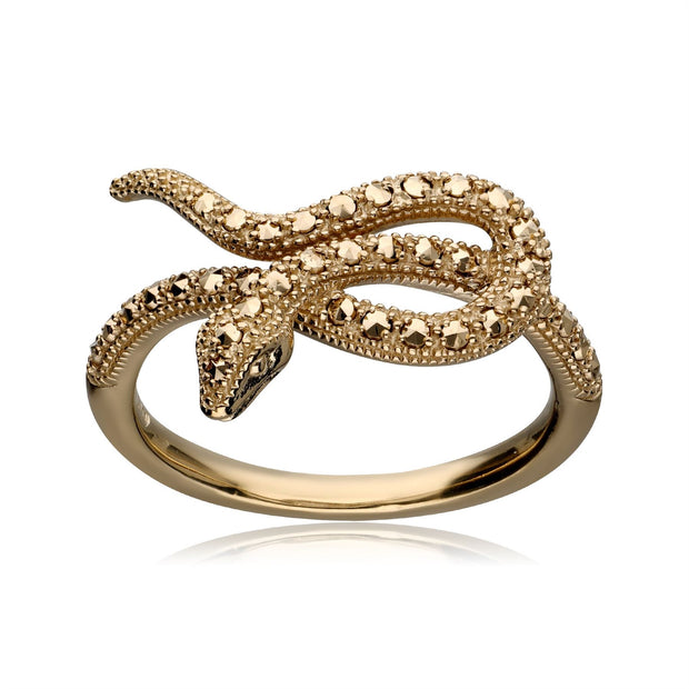 Anello Snake in argento 925 placcato oro con marcasite