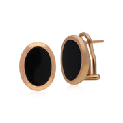 Orecchini Kosmos Argento 925 Placcato Oro Rosa Onice Nero