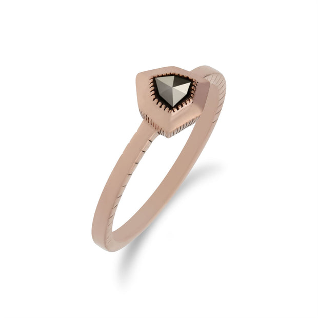 Gemondo Anello da donna modello protezione marcasite in argento sterling placcato oro rosa - 0