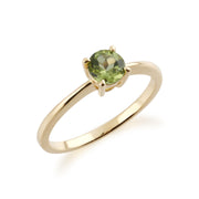 Anello gemondo con peridoto, anello con pietra unica a taglio rotondo in oro giallo con peridoto da 9 ct - Peridoto