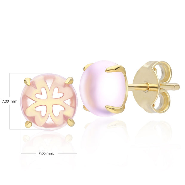 Orecchini a lobo Gardenia con cabochon di ametista rosa in argento placcato oro fino