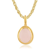 Orecchini pendenti e pendenti Boho in argento 925 placcato oro giallo con castone ovale al quarzo rosa