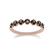 Gemondo Anello Half Eternity in marcasite da donna in argento sterling placcato oro rosa - 0