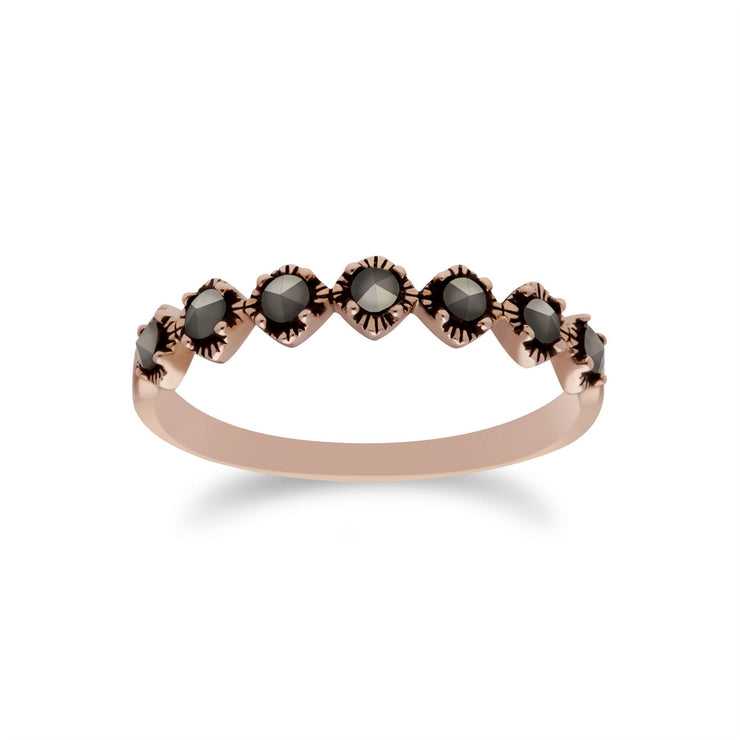Gemondo Anello Half Eternity in marcasite da donna in argento sterling placcato oro rosa - 0