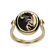 Anello zodiacale Scorpione con onice nera